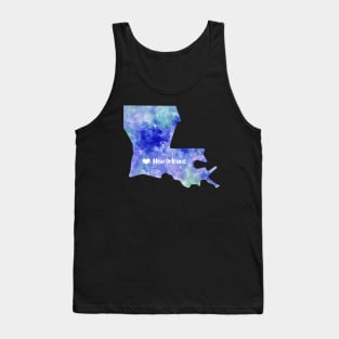 New Orleans Louisiana state map watercolor Watercolour Baton Rouge NOLA Tank Top